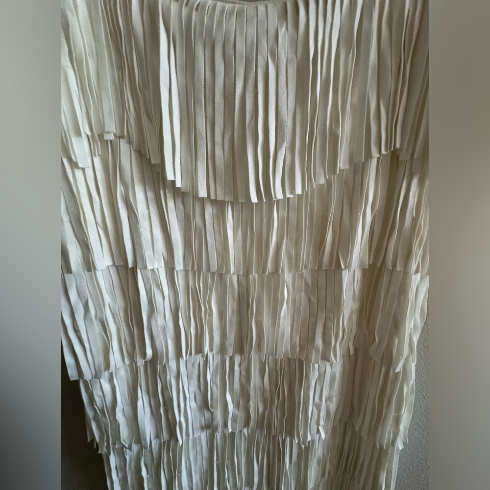 A1- 423 Miami NWT white tassel mini dress western size large - Picture 3 of 12